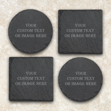 Square Slate Coaster, Round Coaster Fits for All Common Glass Slate Coaster
